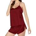 thumbnail image 5 of qinhaie Silky Pajama Set for Women Satin Cute Pj Sets Camisole Lingerie Loungewear 2 Piece Party Nighties women's pajama sets(S), 5 of 6