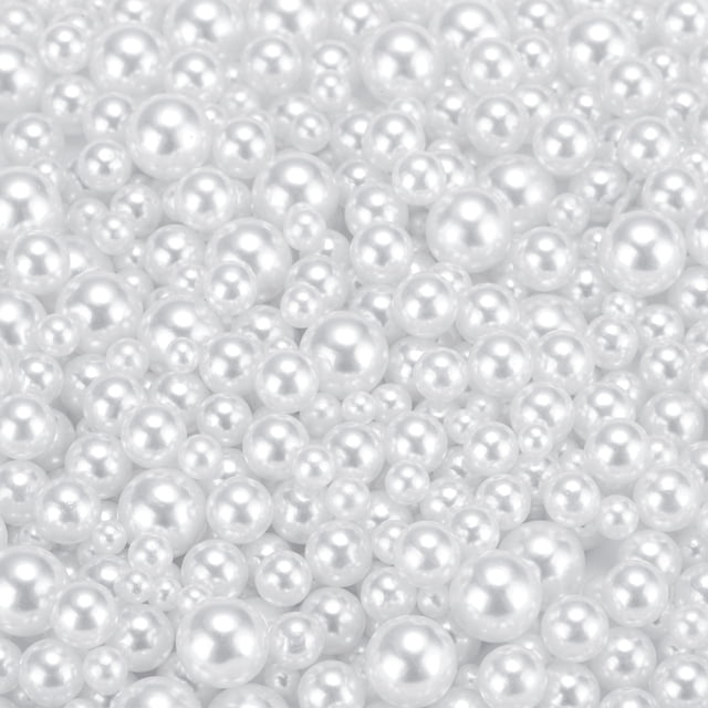 Uxcell 800 piezas de perlas falsas para manualidades 0.12''-0.31'' perlas redondas ABS sin agujero para relleno de jarrones blancas