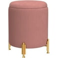 thumbnail image 5 of PRZL Round Ottoman Foot Stool with Storage and Metal Legs for Living Room Bedroom, Velvet Upholstered Footrest Stool Support 300lbs Modern Padded Seat Ottoman Coffee Table (Dusty Rose), 5 of 18