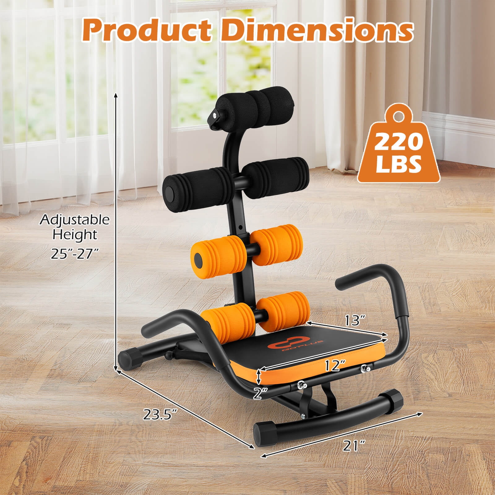 Costway Core Ab Trainer Bench Abdominal Stomach Exerciser Workout Gym Fitness Machine