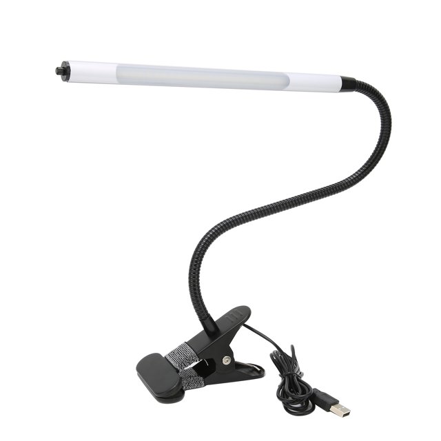 Lámpara de mesa con clip LED USB portátil, luz de escritorio ajustable para tatuaje/maquillaje de manicura, color negro