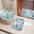 thumbnail image 5 of Summer Coastal Bathroom Rugs Set Ocean Sea Turtle Nautical Coral Eucalyptus Leaves Non Slip Absorbent Soft Bath Mats 3 Piece Set with Bathroom Rug, U-Shaped Floor Mat, Toilet Seat Cover Small Size, 5 of 9