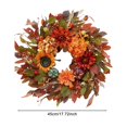 thumbnail image 5 of Dserhfy Autumn Peony Pumpkin Wreath Artificial Twig Garland Vintage Floral Garland Seasonal Door Hanger for Thanksgiving Harvest Decor, 5 of 7