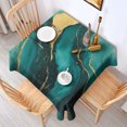 thumbnail image 2 of Green and Gold Marble Glitter Waves Pattern Square Tablecloth,Waterproof Square Table Cover,Wipeable Spillproof Washable Table Cover for Home Kitchen Party Decor 60"x60"(152x152cm), 2 of 6