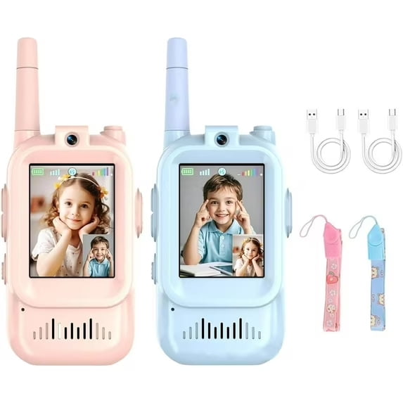 2025 New Video Walkie Talkies for Kids, Kids Video walkie talkies, Handheld 2 Pack Rechargeable Video Walkie Talkies with Screen for Indoor Play, Camping, Hiking, Travel.