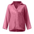 thumbnail image 5 of Admvng Shirts for Women Fashion Solid V-neck Casual Pullover Long Sleeved Pocket Top S-5XL, 5 of 6
