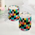 thumbnail image 2 of Yayeee 2 Pack Qtip Holder Bathroom Cotton Swab Canister with Lid Clear Dispenser Set, Blue Checkered Pattern, 2 of 6