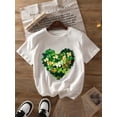 thumbnail image 2 of Women's Plus Size St. Patrick's Day Shamrock Heart Graphic T-Shirt, Casual Crew Neck Short Sleeve ToCamisetas de verano para mujer, manga corta, cuello redondo, casual, lindo, con gráficos, camisetas, 2 of 7