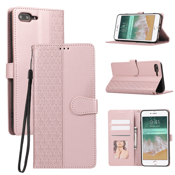 TECH CIRCLE Leather Case for Google Pixel 9 (6.1") 2024 - Lightweight Folio Functional Phone Case with Stand/Card Slots/Wrist Strap, Protective Slim Cover, Pink