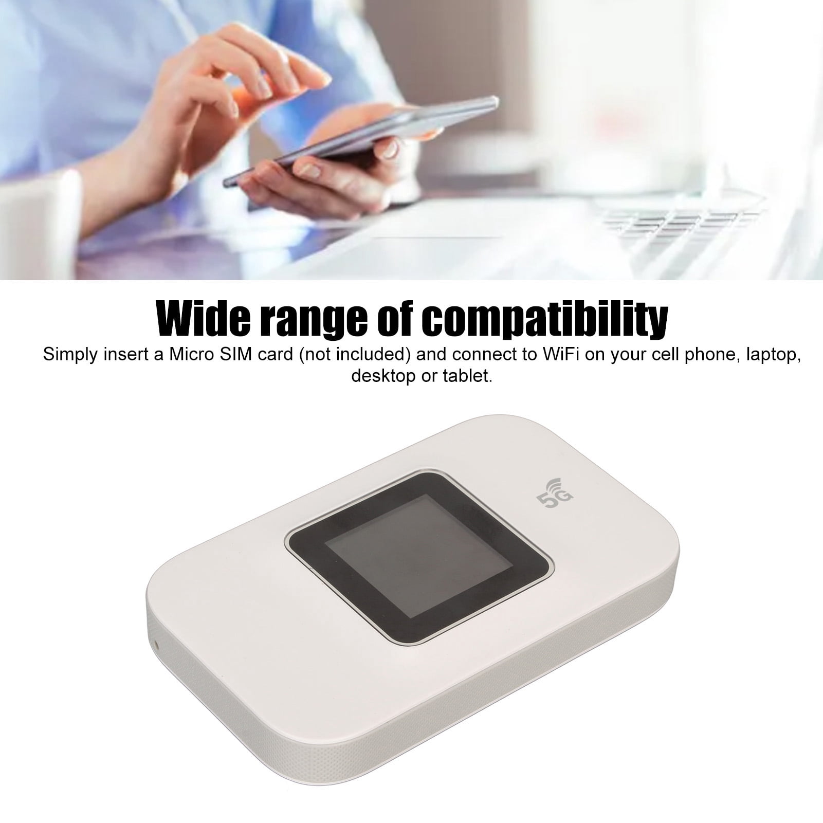 4G Mobile WiFi Hotspot, Portable WiFi Router Support 10 Devices Connection LED Smart Display Lightweight  For Laptop