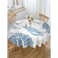 thumbnail image 5 of Summer Marine Life Round Tablecloth 60 inches Graffiti Corals Blue Shell Conch Sea Starfish Waterproof Oil-Proof Table Cloth Round Table Cover for Holiday Party Picnic Dinner Decor Indoor Outdoor Use, 5 of 9