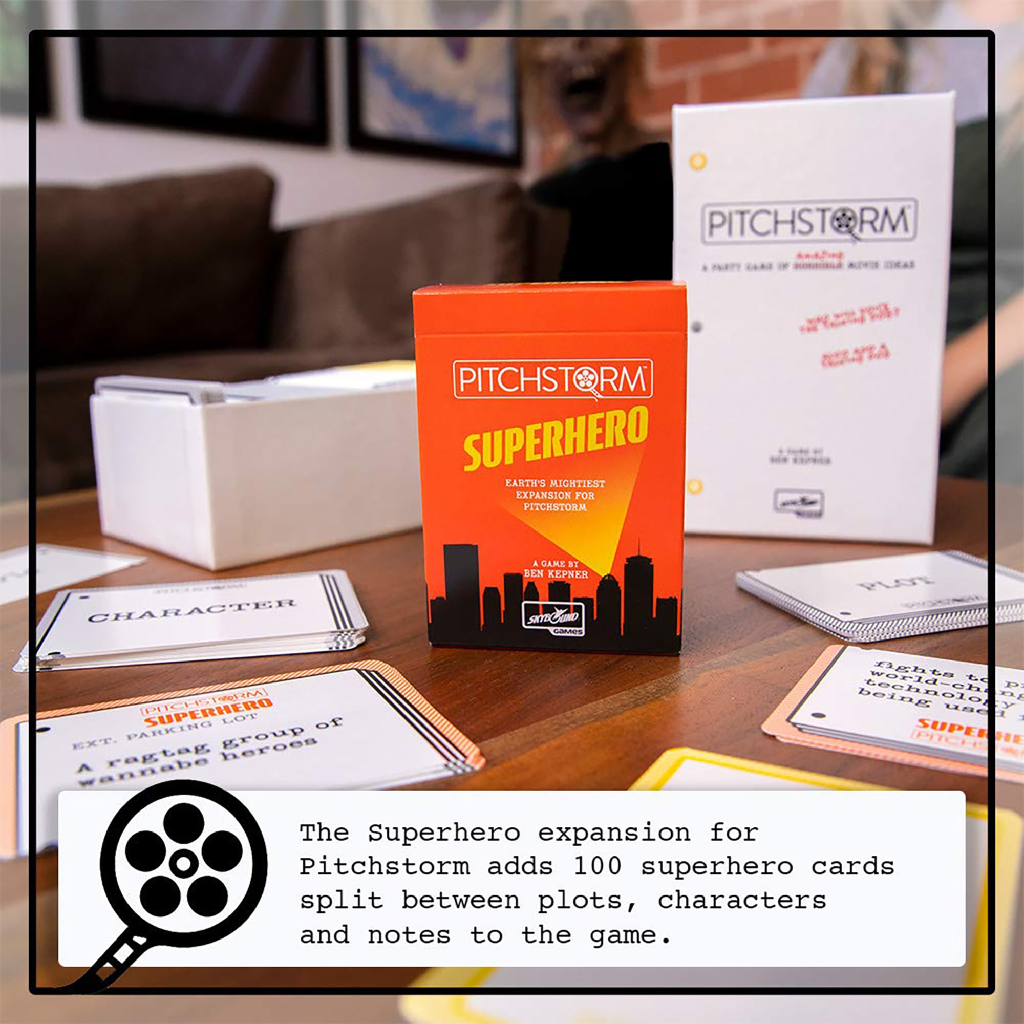 Pitchstorm: Superhero Deck - Earth's Mightiest Expansion, 100 Themed Cards, Movie Pitching Party Card Game