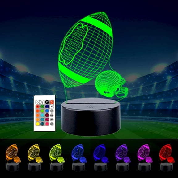 Football Light for Boys Bedroom, Rugby 3D Illusion LED Football Lamp for Kids Boys Football Night Light 16 Colors Changing Dimmable, Great Bedside Decor Birthday Gifts for Football Lover