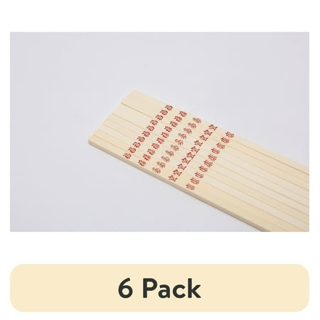(6 pack) Mainstays 100% Bamboo Chopsticks, Long-10.43in, 12 Pairs, Red and Natural Bamboo Color