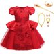 thumbnail image 1 of Vestidos de encaje para niñas pequeñas, flores para niños, boda elegante, fiesta de princesa, vestido de tutú, cumpleaños, bautismo, ropa Formal 8-9T (Etiqueta 140) Gao Jinjia LED, 1 of 2