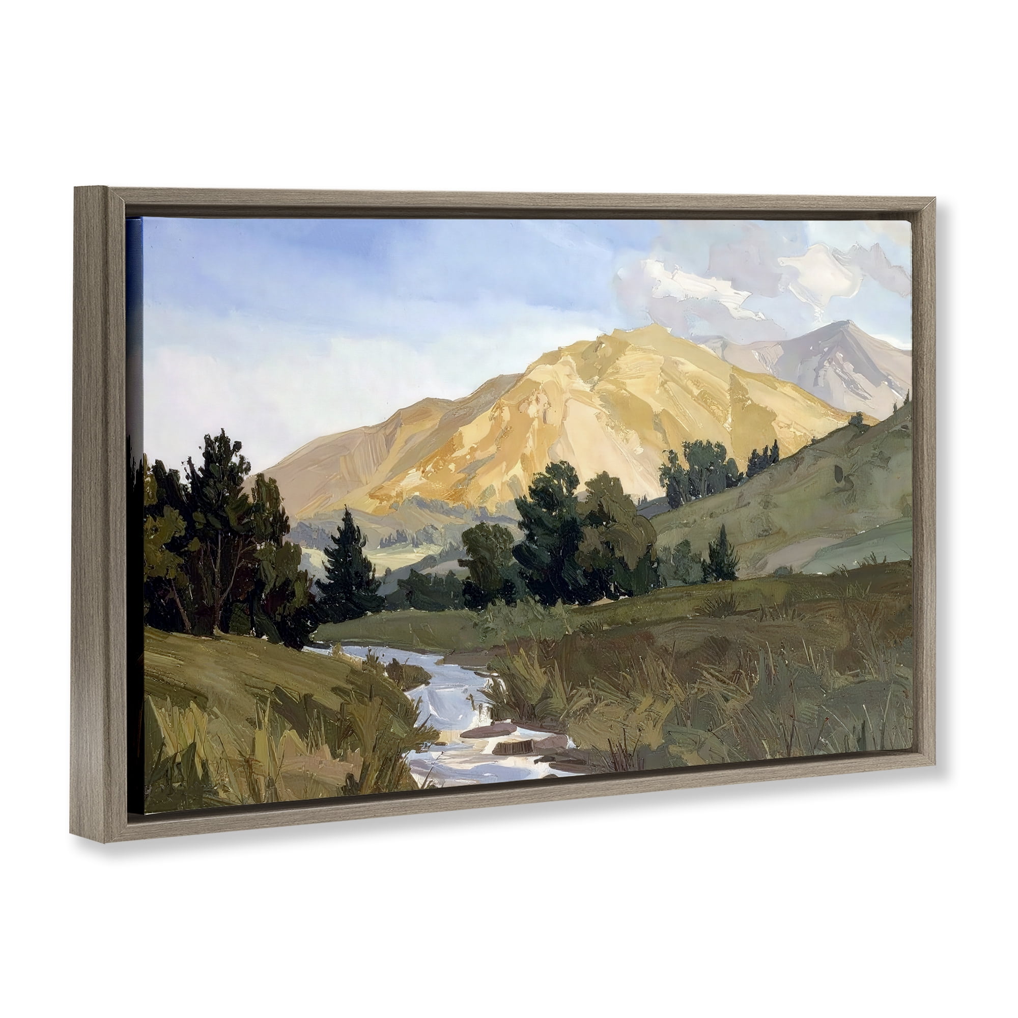 Stupell Industries Mountain Divide Valley Brown Framed Floater Canvas Wall Art, design by Alonza Saunders