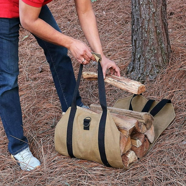 Yellow Canvas Firewood Carry Bag Water Resistant and Foldable Ideal for Wood Burning Fireplace Accessories Walmart