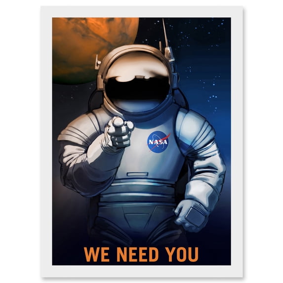 NASA Space Job Advert We Need You Artwork Framed Wall Art Print A4