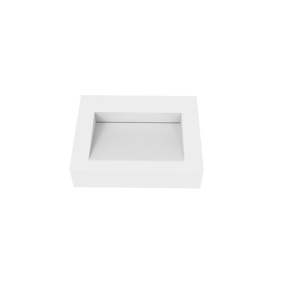 Pyramid 24" Stone Bathroom Sink w/No Faucet Hole in White