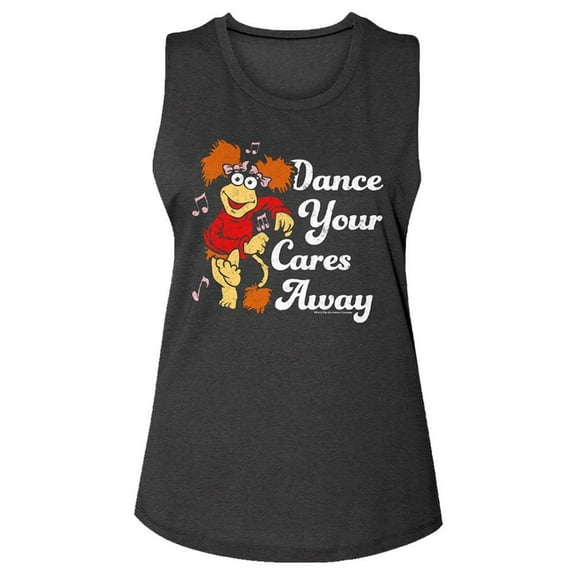 Fraggle Rock Dance Your Cares Away Charcoal Women's Muscle Tank Top T-Shirt