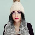 Hat Wig Hat With Hair Long Wavy Extensions Knit Hat Synthetic Hairpiece
