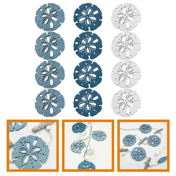 Amosfun 12Pcs Beach Wood Shell Decor Assorted Colors for Ocean and Surf Room Style