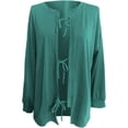 thumbnail image 5 of Lixiuxyad Womens Open Front Cardigan Women's Casual Loose Long Sleeve Solid Color Drawstring Belted Knit Cardigan Sweater Comfortable Stylish Outerwear,Green, 5 of 5