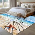 thumbnail image 5 of Welcome to Summer Life Washable Living Room Rugs 5'x8', Beach Ocean Starfish Shell Low Pile Throw Large Area Rug Non-Slip Sturdy Edge Binding Carpet for Living Room Kitchen Office, 5 of 9