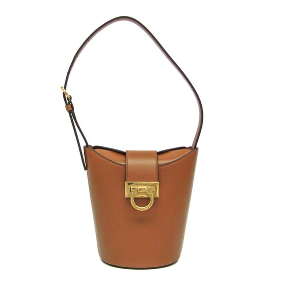 Pre-Owned Salvatore Ferragamo Gancini Trifoglio Bucket DH-21 1194 Women's Leather...