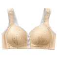 thumbnail image 5 of Ohufall Women's Front Button Closure Bras Plus Size Wire-Free Gathering Push Up Bralettes Sexy Solid Soft Full Coverage Support Bra, 5 of 8
