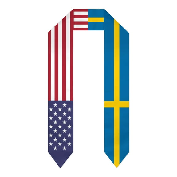 Sweden & USA United States Flag Shawl Sash Stole Graduation Shawls Wraps Scraf For International Study