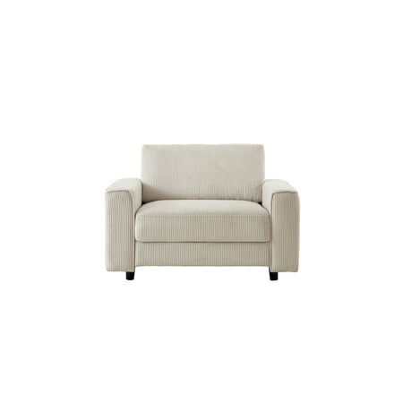 AC PACIFIC CORPORATION Modern Contemporary Upholstered Corduroy Plush Tufted Chair Beige