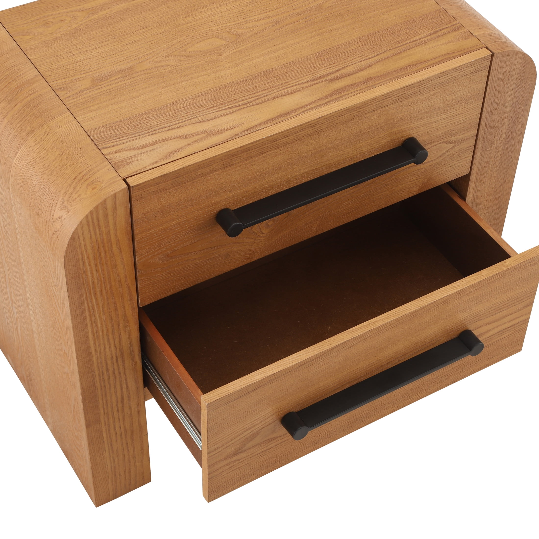 Christopher Knight Home 2-Drawer Nightstand, Modern Bedside Table with Metal Handles and Storage, Natural