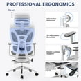 thumbnail image 1 of Silla ejecutiva ergonómica de oficina - Respaldo alto de malla, soporte lumbar ajustable, reposacabezas, brazos 4D - Reposapiés, gran capacidad 180 kg, asiento transpirable, 1 of 7