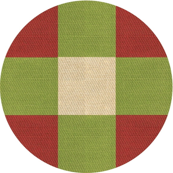 Ahgly Company Indoor Round Patterned Acid Green Area Rugs, 5' Round