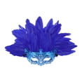 thumbnail image 3 of Máscara de plumas artificiales de media cara, accesorio de moda para fiesta de disfraces de cosplay Azul, 3 of 8
