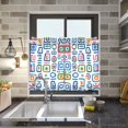 thumbnail image 4 of Yayeee Kitchen Curtains Tier Pair Light Filtering 27"x36" Rod Pocket Short Cafe Window Panel, Blue Retro Pattern, 4 of 7