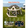 thumbnail image 3 of VEVOR Pop up Gazebo Screen Tent, 15 x 15 ft, 13-Sided Spherical Camping Canopy Tent with Removable Top & Carry Bag, Quick-Set & Bite-Proof, Screen House Sun Shelter for 12-15 Persons, Beige, 3 of 9