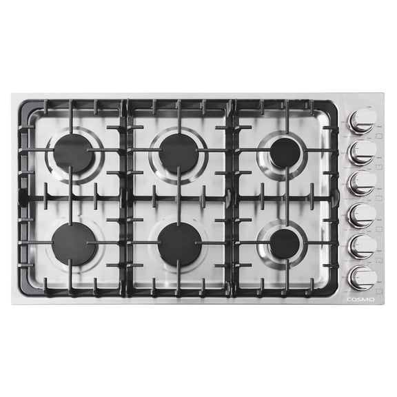 Gas Cooktop with 6 Sealed Italian Made Burners in Stainless Steel