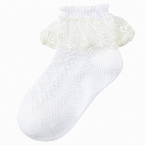 WUANDIXFA Dress Socks for Girls Toddler Baby Socks Spring and Fall Cute Lace Girls Socks Dance Breathable Short Socks Toddler Baby Socks,Yellow,7-9 Years