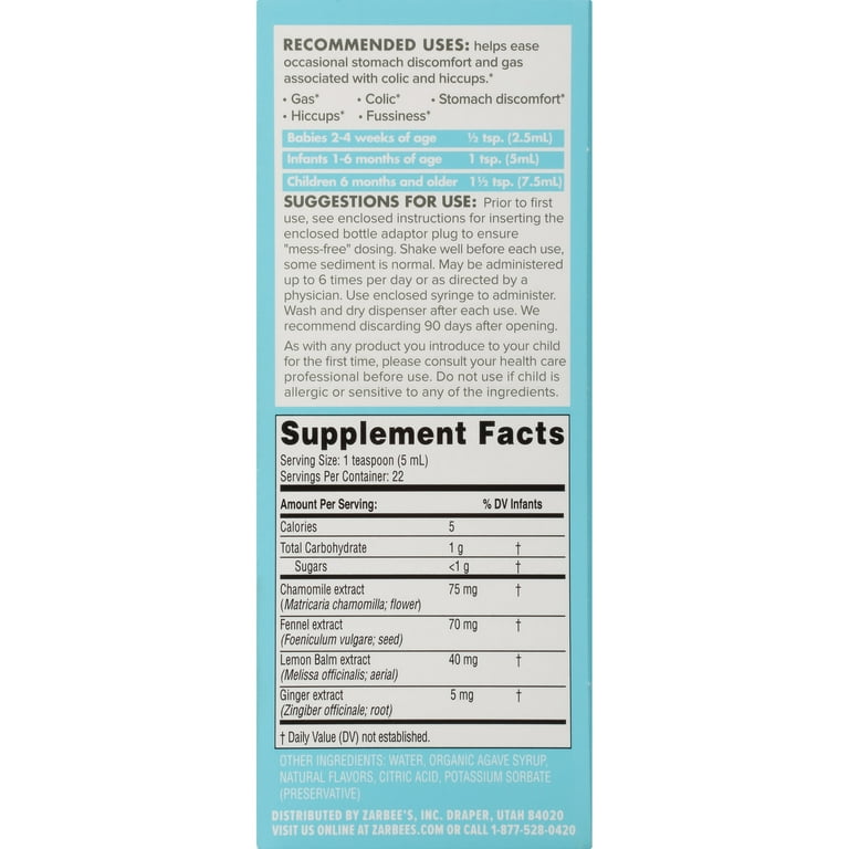 Zarbee's gripe store water ingredients
