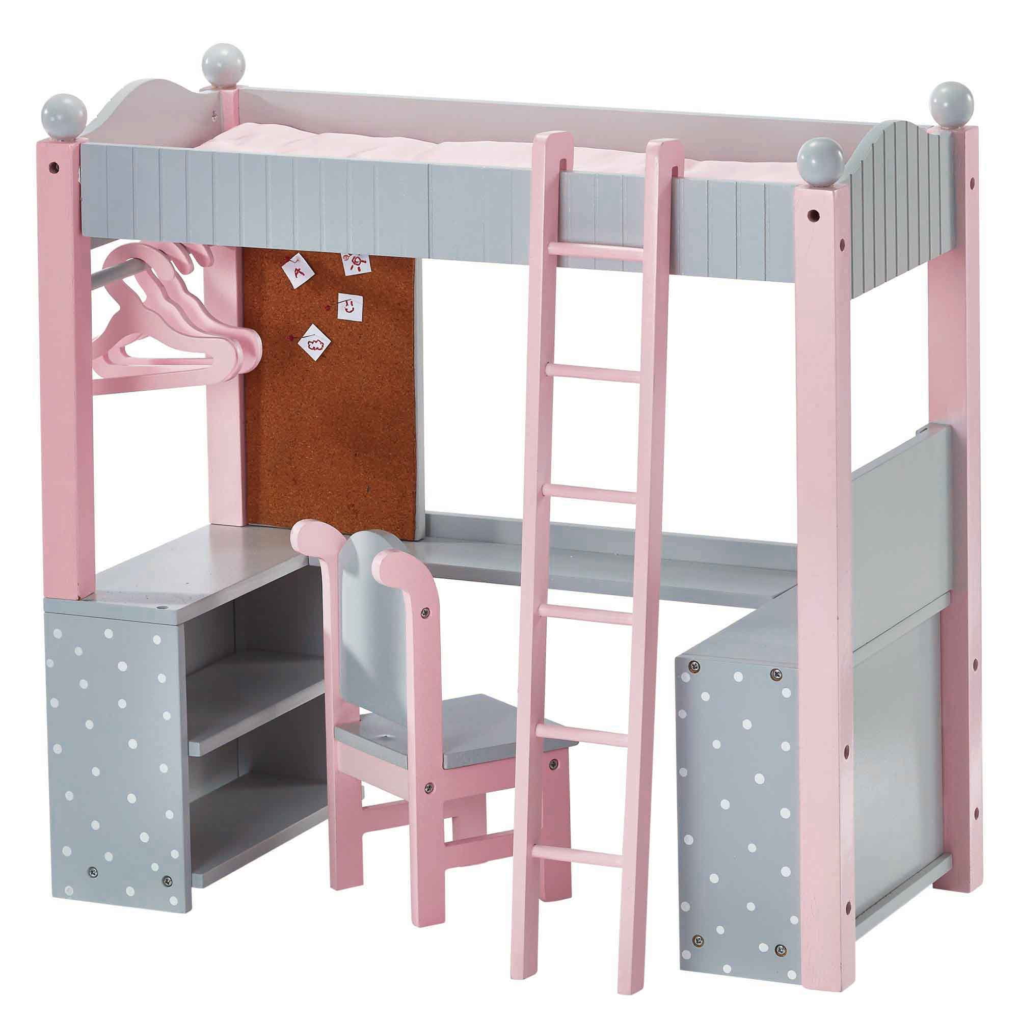 Badger Basket Doll Armoire Bunk Bed, Doll Bunk Beds With Ladder And Storage Armoire