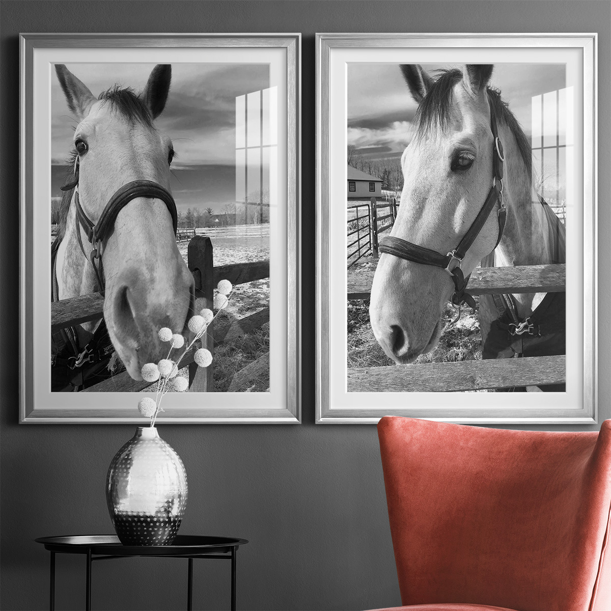 Wexford Home Caen Premium Framed Print, 26.5" x 36.5" - Ready to Hang, Silver (Set of 2)
