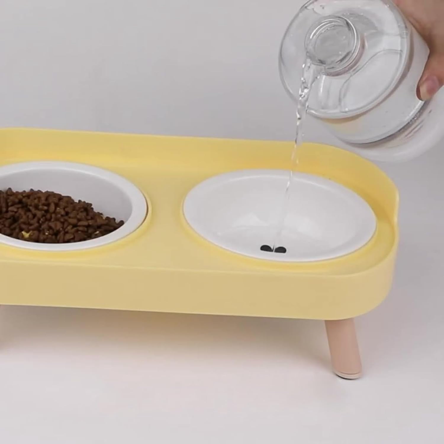 Ceramic Double Bowl Dog Cat Feeder, Food and Water, Dishwasher Safe