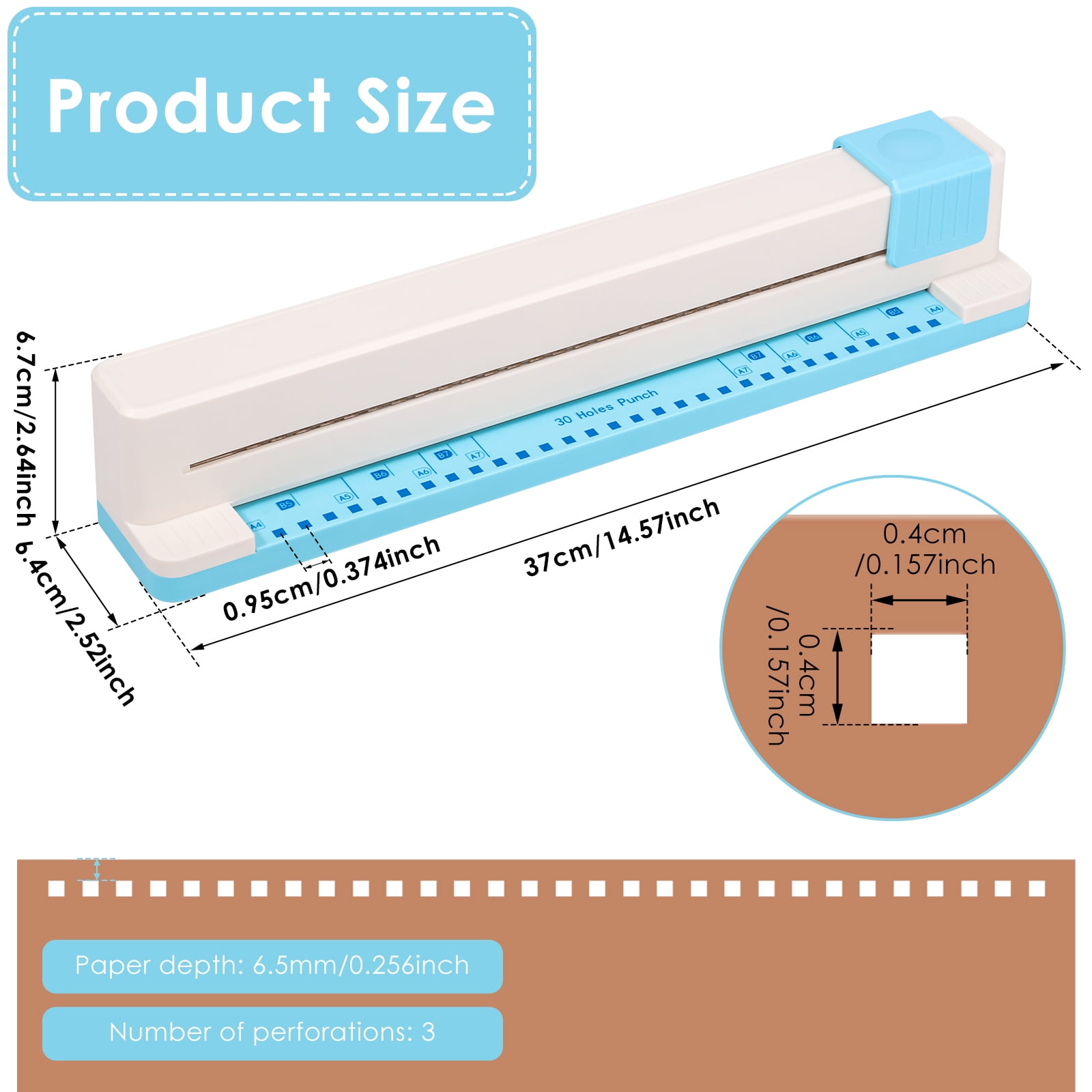30 Hole Punch Hole Paper Punch Portable Desktop Binding Punch Loose Leaf Paper Punching Machine for Office Notebook Scrapbook Journals