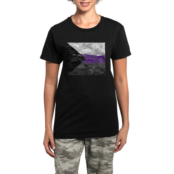 CafePress - Abstract Paint Splatter Demisexual Pride Flag Pajamas - Women's Short Sleeve Print T-Shirt and Pants Dark Cotton Pajama Set