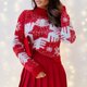 thumbnail image 4 of Suéteres De Punto Suéteres Mujer Casual Navidad Copo de nieve Jacquard Traje de vacaciones Ygjytge Rojo T L para Mujer, 4 of 5