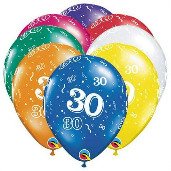 LOONBALLOON Birthday-age-related Balloons, 11″ 30-A-ROUND - JEWEL ASSORTMENT