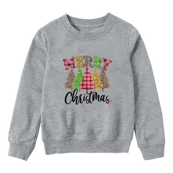 Lolmot Boys Girls Christmas Fashion Cute Print Tops Family Parent-child Wear Kid