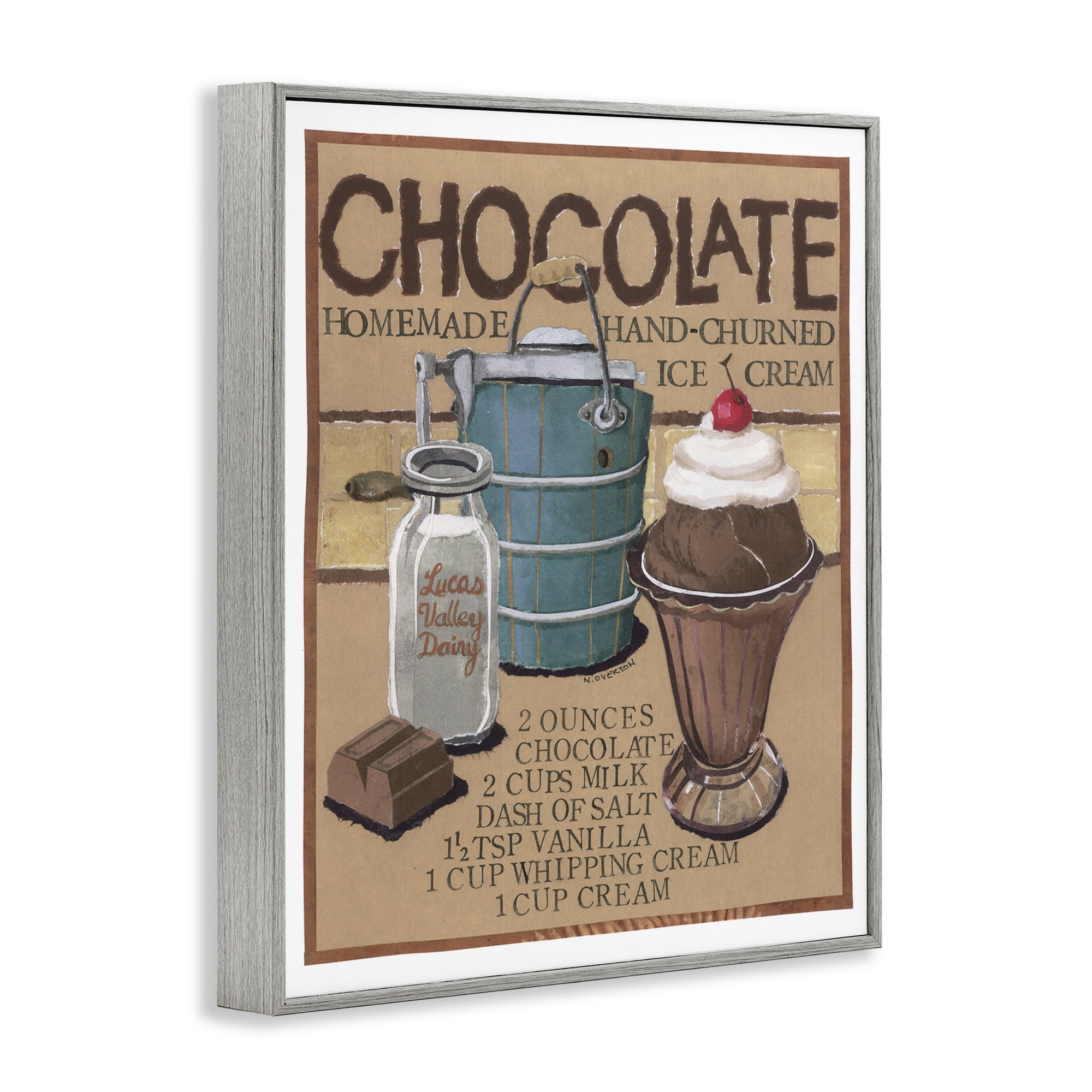 Stupell Industries Chocolate Ice Cream Food & Beverage Painting Gray Framed Art Print Wall Art, 11 x 14